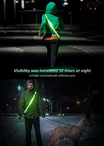 Ylzzrs LED Reflective Belt Sash Walking Gear,Safety Lights for Walkers at Night,High Visibility Safety Rechargeable Reflec...