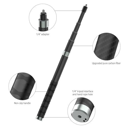 NEOSOU 110cm/43.3-inch Invisible Selfie Stick Pole, Carbon Fiber Extension Rod for Insta360 X5 X4 X3 DJI Osmo 360 Nano, Li...