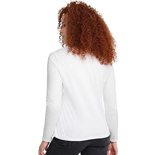 Hanes Womens Originals Long Sleeve Cotton T-Shirt, Lightweight Crewneck Tee, Modern Fit