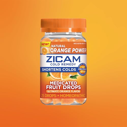 Zicam Cold Remedy Zinc Medicated Fruit Drops, Ultimate Orange, 25 Count (Pack of 1)