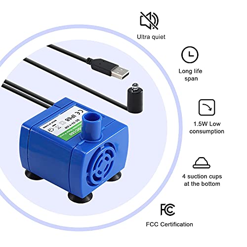 Cat Water Fountain, 67oz/2L Automatic Cat Drinking Fountain, Pet Water Fountain with LED Light and Filter for Cats and Sma...