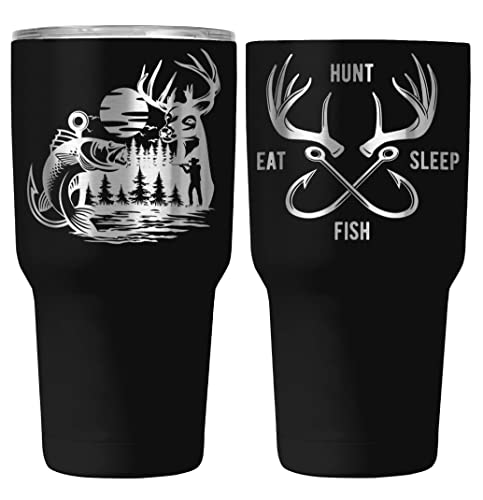 Flaskimo Fishing and Hunting Gifts For Men and Women | 30oz Hunting and Fishing Tumbler | Gifts for Dad with Sliding Lid a...