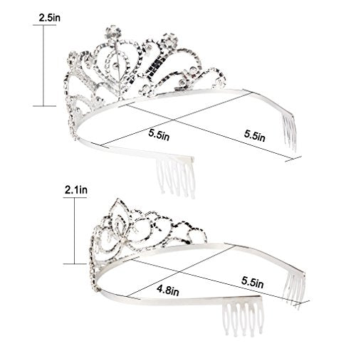 Exacoo Pack of 2 Rhinestone Tiara Crown Exquisite Headband Comb Pin Wedding Bridal Birthday Tiaras