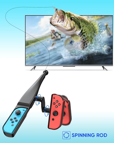 MENEEA Fishing Rod for Nintendo Switch, Fishing Games Accessories Kit for Nintendo Switch/Switch OLED/Joy Con Bass Pro Sho...