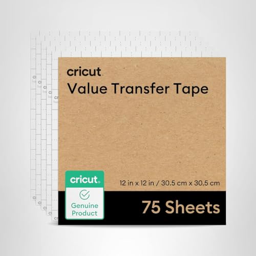 Cricut Value Transfer Tape - 75ft Flat Pack, 12in x 12in Sheets (75-Count)