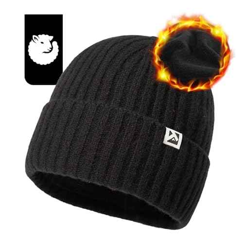 TOP-EX PolarWool¢â L/XL/XXL 100% Merino Wool Beanie Fleece Lined Hat Watch Cap for Cold Weather Winter Warm
