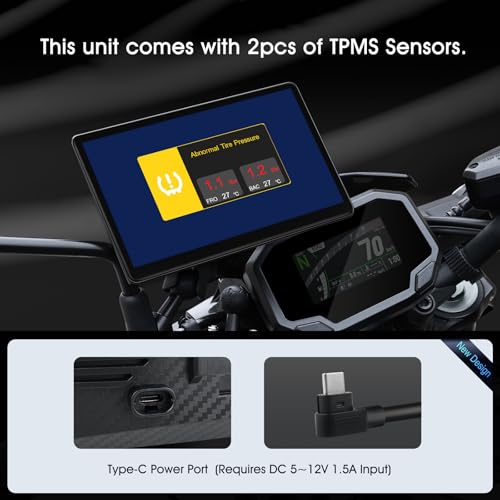 7 Inch Portable CarPlay for Motorcycle, Waterproof Touchscreen Wireless Car Play Android Auto Screen GPS Navigation for Mo...