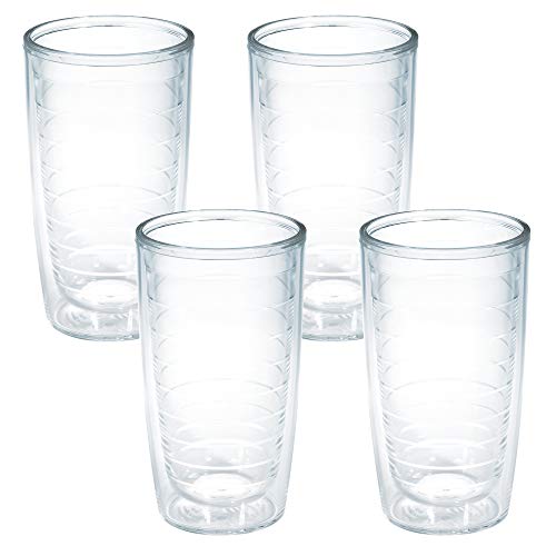 Tervis Clear & Colorful Tabletop Made in USA Double Walled Insulated Tumbler Travel Cup Keeps Drinks Cold & Hot, 16oz - 4p...