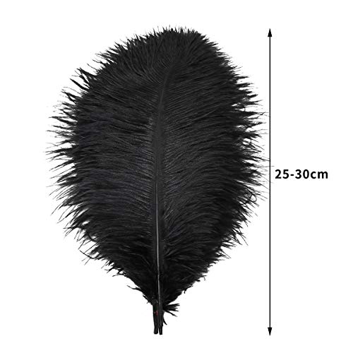 24pcs Natural Black Ostrich Feathers 10-12inch (25-30cm) for Wedding Party Centerpieces，Flower Arrangement and Home Decora...