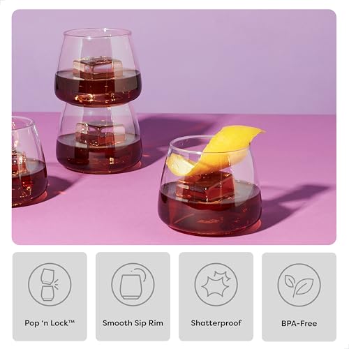 TOSSWARE POP 12oz Rocks SET OF 12, Premium Quality, Recyclable, Unbreakable & Crystal Clear Plastic Cocktail Glasses, 12 C...