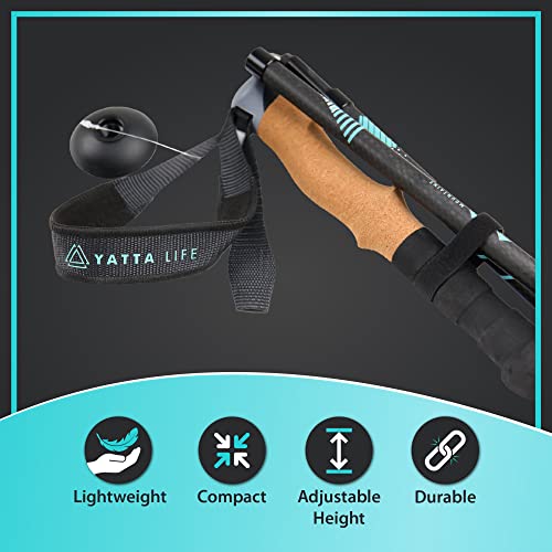 A001 Trekking Poles Carbon Fiber, Collapsible Folding Walking Stick, 5-Section Adjustable Telescopic Pole with Cork Grip, ...