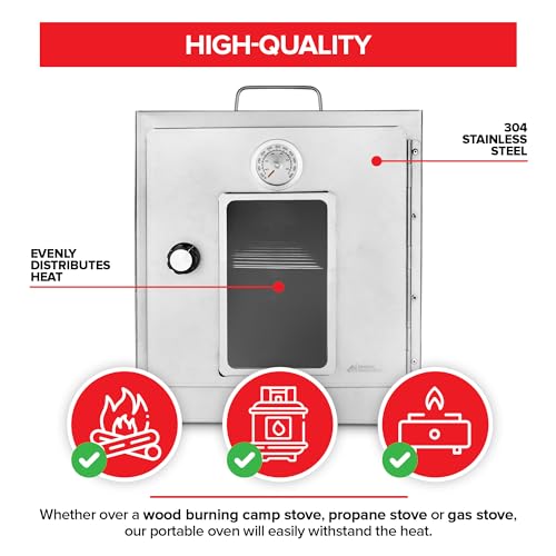 Modern Innovations Portable Camping Oven, Folding Camping Stove for Baking Cinnamon Rolls, Breads, and Muffins, Outdoor Po...