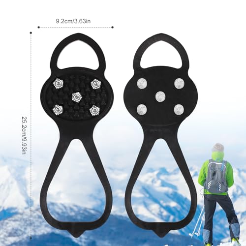 3 Pairs Snow Cleats, Non-S Crampons Ice Cleats Gripper Spikes Gear Essentials Accessories for Hiking Boots Ice & Snow Shoes