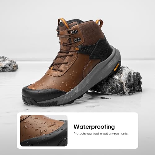 NORTIV 8 Men's Waterproof Military Tactical Work Boots Leather Motorcycle Combat Lightweight Non-Slip Hiking Boots for Men...