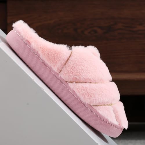 Women's Slip on Fuzzy Slippers Lightweight Memory Foam House Slippers Outdoor Indoor Warm Bedroom Shoes