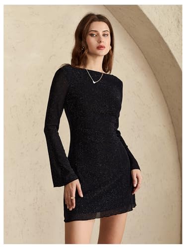 MakeMeChic Women's Cheetah Print Mini Dress Y2k Bell Sleeve Leopard Print Dress Going Out Outfits