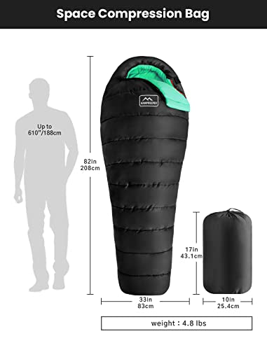 KAMPKEEPER Mummy Sleeping Bag, Cold Weather Camping Sleeping Bag, 32℉ 3-4 Seasons Adults Sleeping Bag, Non-Snag Zipper wit...