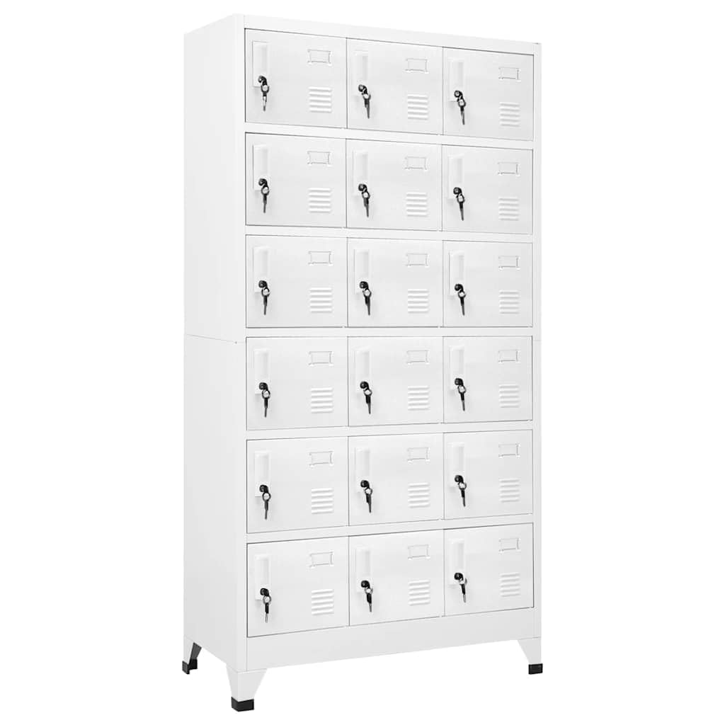 HBFDSFG Metal Locker Cabinet with 18 Lockable Compartments, 35.4x15.7x70.9 Inches, for Gym and Changing Rooms with Name Card Holders and Ventilation Holes