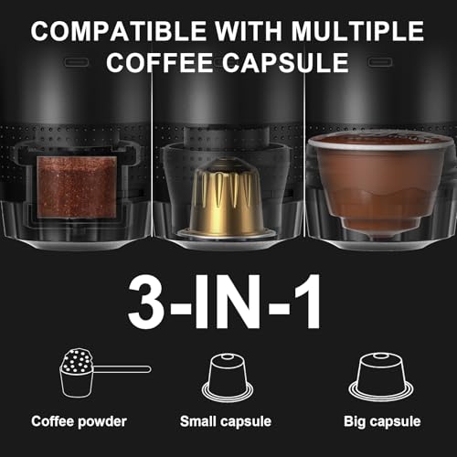 Mulli Cordless Electric Espresso Machine‌‌-Portable Coffee Maker for Ground Coffee & NS Capsule with Self-Heating Technolo...