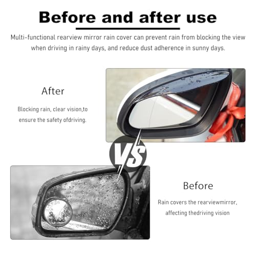 Wevdn 2 PCS Mirror Rain Visor Eyebrow, Waterproof PVC Auto Exterior Rear View Mirror Rain Visor Guard, Rainproof Side Mirr...