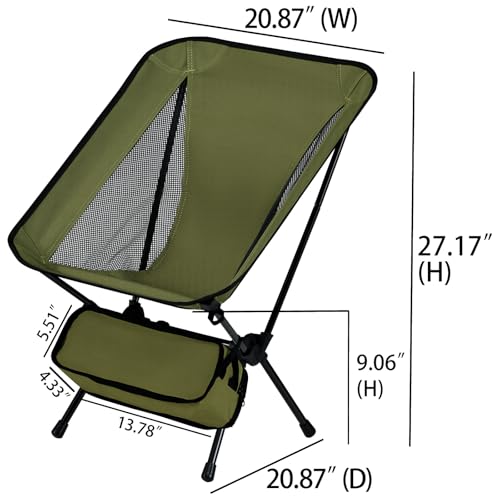 Lightweight Portable Essential Folding Camping Chair,Sturdy with X-Frame,120kg Capacity,Foldable with Carry Bag,Quick Setu...