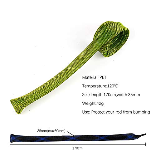 12Pcs Rod Sock Fishing Rod Sleeve, Cover Braided Mesh Rod Protector Pole Gloves Fishing Tools. Flat or Pointed End/Spinnin...