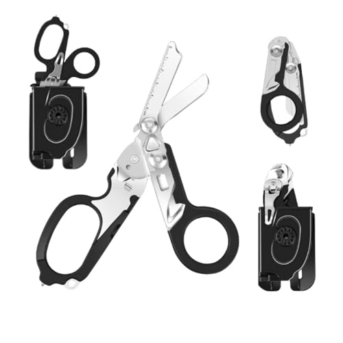 6 in 1 Multifunctional Trauma Shears Foldable with Strap Cutter | Heavy Duty Stainless Steel Emergency Response Shears | S...
