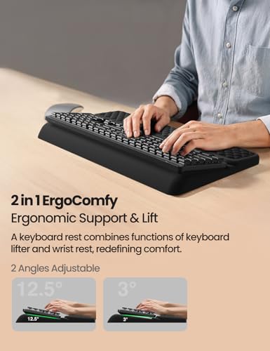 Vaydeer Wrist Rest with Keyboard Stand, Computer Wrist Support Pad, Ergonomic Keyboard Riser Holder Lifter Tray with Wrist...