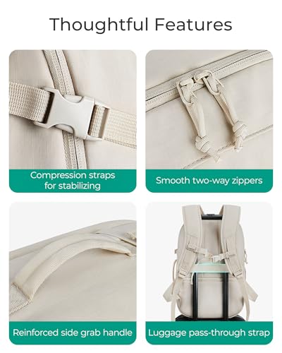 BAGSMART Travel Backpack Women, 15.6 Inch Carry On Backpack Flight Approved, TSA Approved Personal Item Travel Bag, Water ...