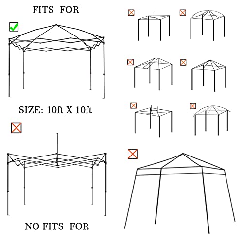 Replacement Canopy Top, 10' x 10' Pop-Up Cover for Canopy Straight Leg Tent Cover for Outdoor Garden Patio Camping Sun Sha...