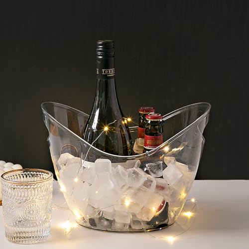 2 Pcs Ice Bucket 4 Liter Champagne Wine Bucket Clear Acrylic Beverage Tub Party Drinks Ice Tub for Wine, Champagne or Beer...