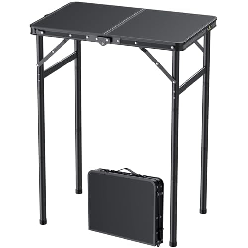 FUNYKICH Max 29.4'' Tall Camping Tables(23.6''Lx15.7''W), 3 Adjustable Height Small Folding Table, Ultra-Light Aluminum Po...
