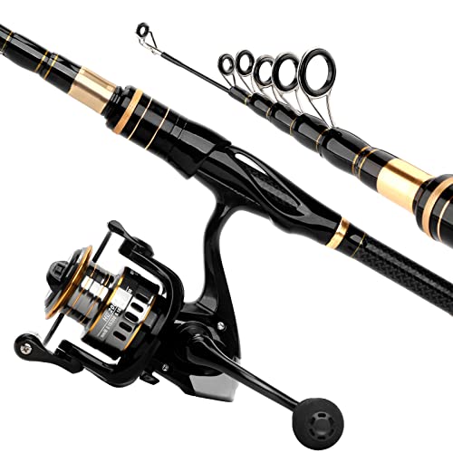 mouhike Carbon Fiber Telescopic Fishing Rod Reel Combo Lightweight Collapsible Spinning Pole Reel Kit Fishing Gear Set Por...