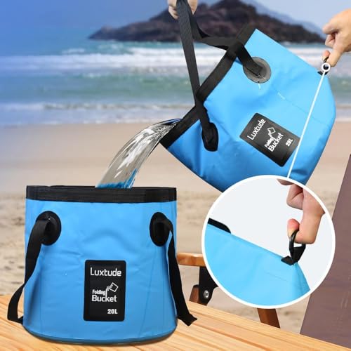 Collapsible Bucket 5 Gallon Container Folding Water Bucket Portable Wash Basin for Outdoor Travelling Camping Fishing Gard...
