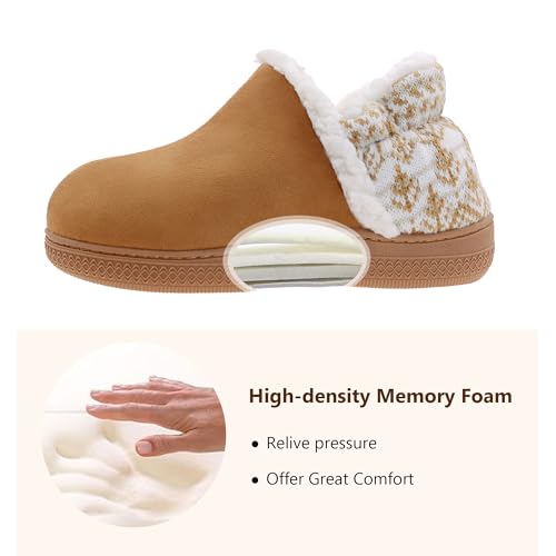 FIBURE Women's Cozy Memory Foam Slippers Fuzzy Faux Fur Slippers Warm House Shoes For Indoor & Outdoor Comfort