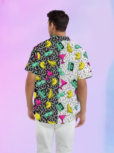 YZMI 80s 90s Outfit for Men Short Sleeve Button Down Hawaiian Shirt Funny Vintage Retro Beach Shirts