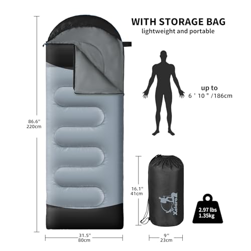 Xelaro Sleeping Bags for Adults Kids - 3 Season Cold&Warm Weather Waterproof Camping Sleeping Bags - Lightweight Sleeping ...
