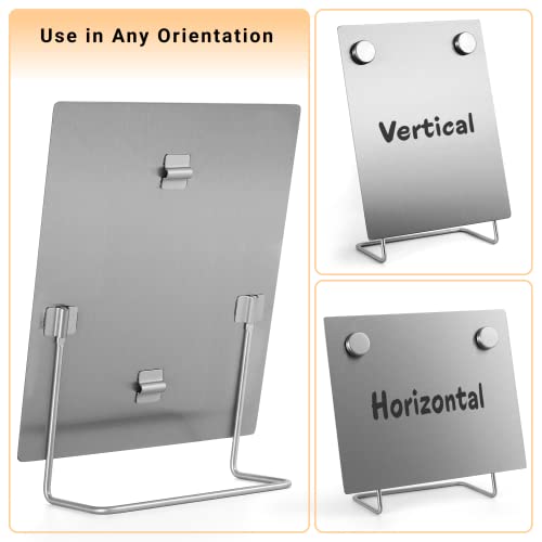 Magnetic Bulletin Board with Stand – Small Dry Erase Memo Board – Tabletop Metal Easel for Magnet Display – 10x8 Inches + ...