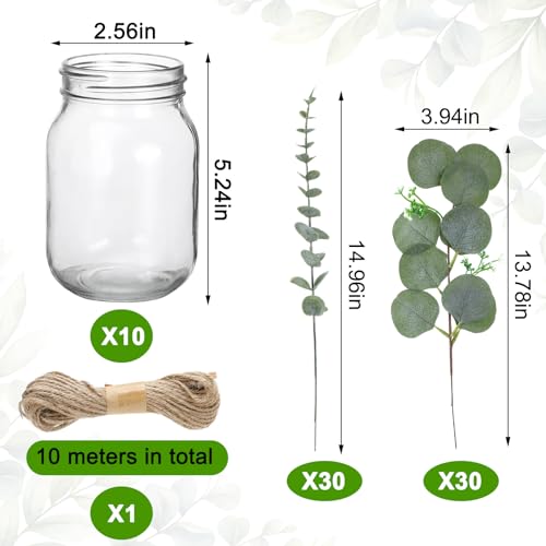 XunYee 10 Set Mason Jar Table Centerpiece with Flower Mason Jar Flower Centerpiece Vases Decor for Engagement Party Bridal...