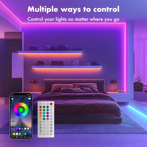SILFU Neon Rope Lights, 50FT RGB Led Strip, Waterproof IP67, DIY Design, Music Sync, 44 Keys Remote Control, Multiple Mode...