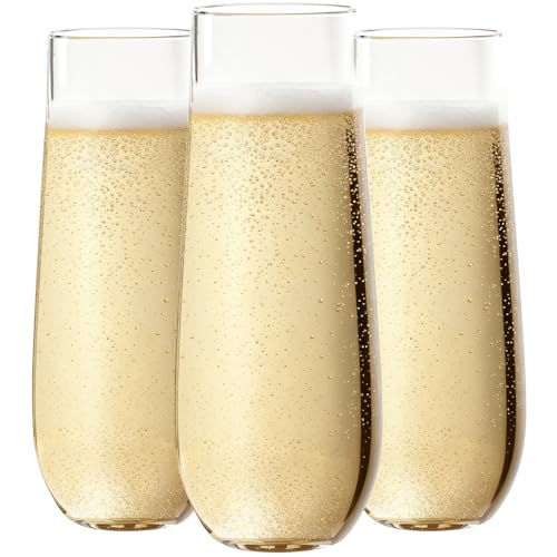 Ciaell 24 Pack Plastic Champagne Flutes - 9 Oz Disposable Champagne Glasses - Stemless Mimosa Glass for Parties & Weddings...
