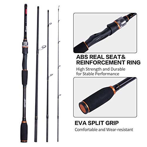 Goture Travel Fishing Rods, 4 Piece Fishing Pole with Case/Bag, Casting/Spinning Rod,Ultralight Fishing Baitcasting Rod 7f...