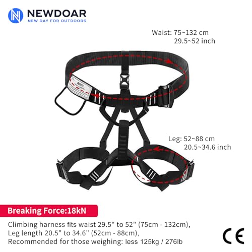 NewDoar Climbing Harness, Mountaineering Rock Climbing Harness, Half Body Harness for Rappelling Fire Rescuing Tree Climbing