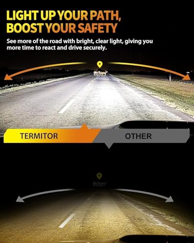 Termitor Latest H7/H7LL Bulbs, 50,000LM 900% Brightness, 6500K White Super Bright, 1:1 Halogen Size, 6500 Cool White H7 Fo...