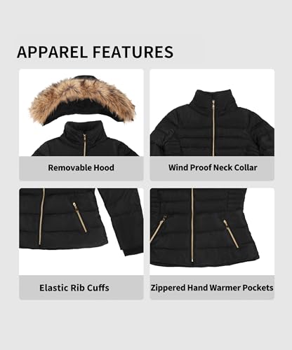 BodiLove Women's Fur Hooded Thickened Jacket with Fleece Lining