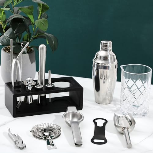Mifoci 28 Pcs Bartender Kit, Garnish Tray for Bartenders with Lid Bar Caddy, 3 Tier Glass Rimmer, 17 Pcs Margarita Cocktai...