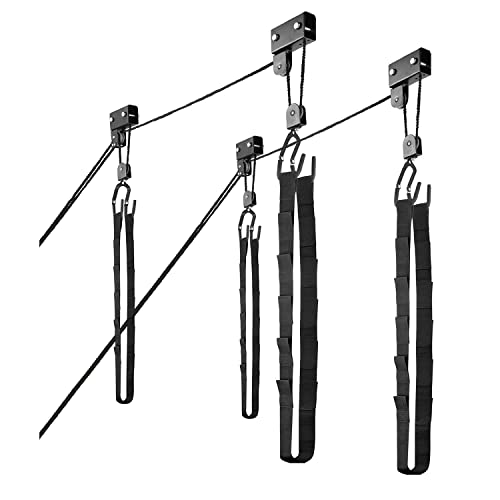 Great Working Tools Kayak Hoist Lift, Hanging 2 Pulley System - 2-Pack Heavy Duty Garage Ceiling Mount 125 Pound Capacity ...