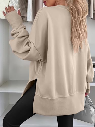 ANRABESS Women Oversized Sweatshirts Thumbhole Long Sleeve Hoodies Shirts 2025 Fall Side Slit Pullover Top Teen Y2k Outfits