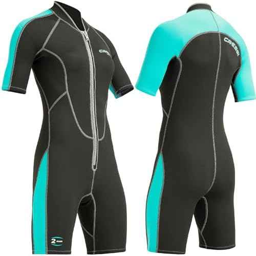 Cressi Lido 2 mm Lady Short Sleeves Short Wetsuits, Black/Aquamarine, 2 mm, L