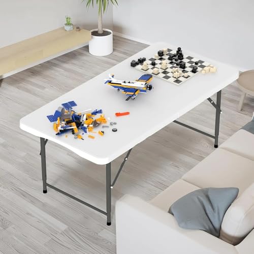 EDEBIBY 120CZ Folding Table Portable Small Table Semi Practical Table Small Indoor and Outdoor Adjustable Height with Hand...